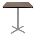 thumbnail image 1 of Hampden Furnishings Bennet Collection Steel Frame 36" Square Top, X Base, 42" Height, Cafe Table Grey Frame/Mahogany Top, 1 of 5