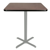 Hampden Furnishings Bennet Collection Steel Frame 36" Square Top, X Base, 42" Height, Cafe Table Grey Frame/Mahogany Top