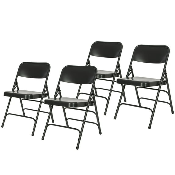Hampden Furnishings Bernadine Collection All Metal Triple Brace Folding Chair, Black, Pack of 4