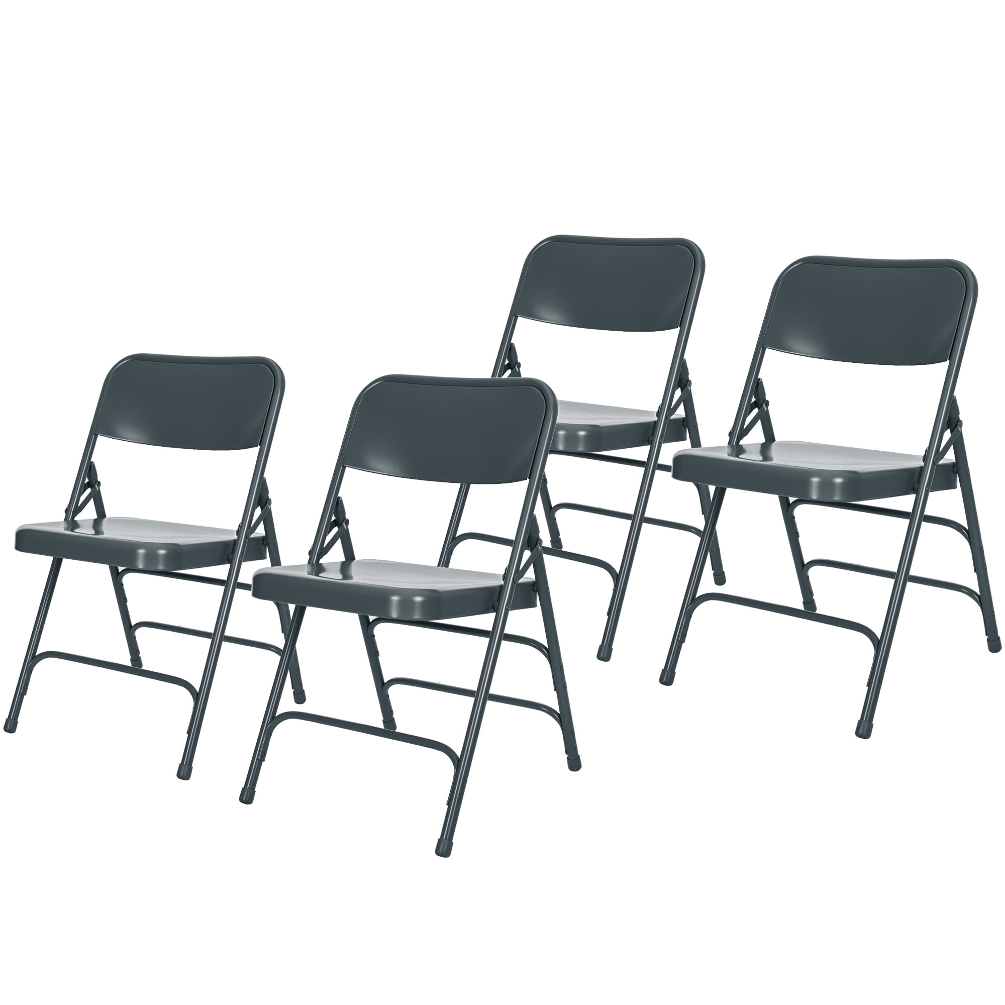 Hampden Furnishings Bernadine Collection All Metal Triple Brace Folding Chair, Blue, Pack of 4