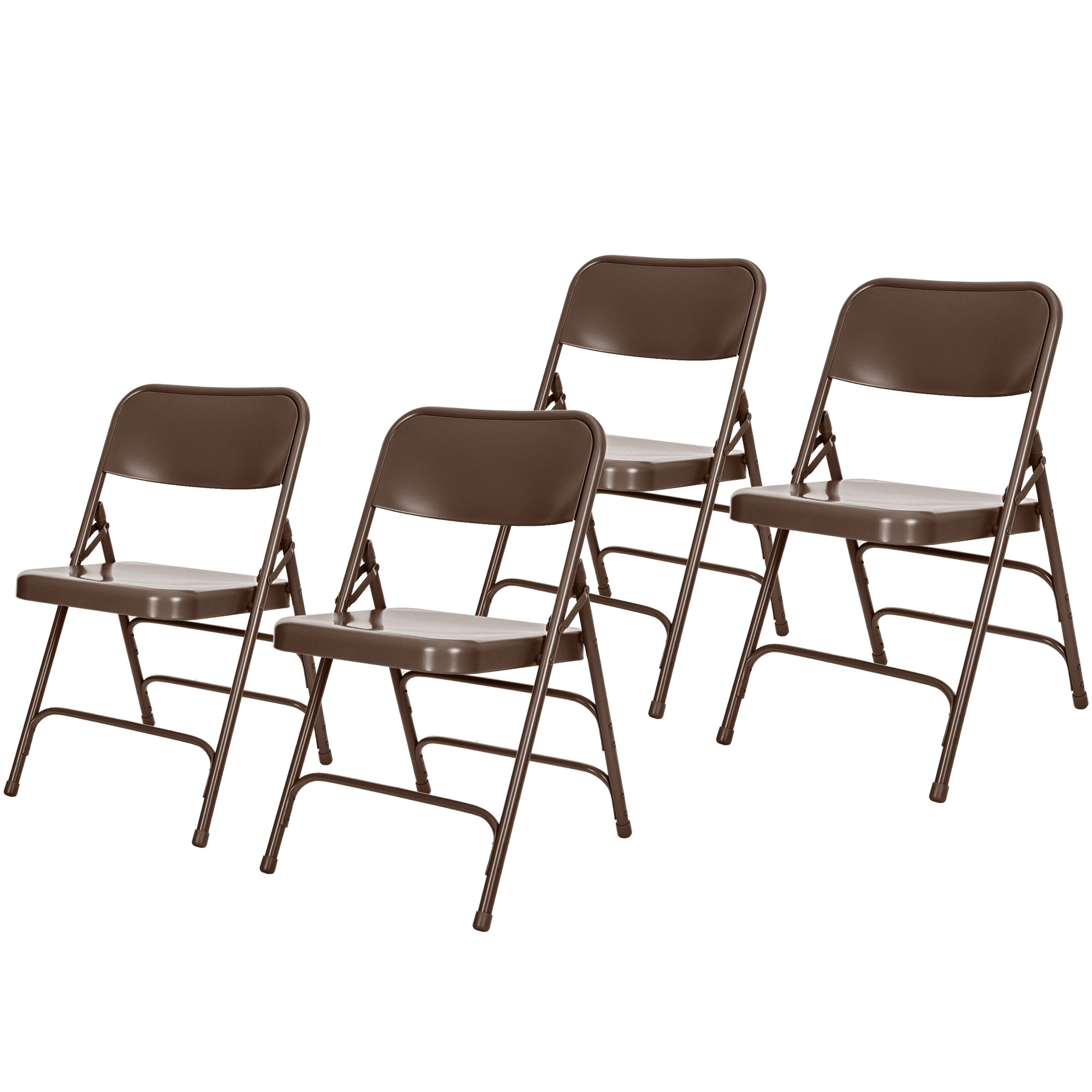 Hampden Furnishings Bernadine Collection All Metal Triple Brace Folding Chair, Brown, Pack of 4