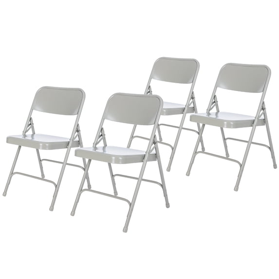 Hampden Furnishings Bernadine Collection All Steel Double Hinge Folding Chair, Grey (Pack of 4)