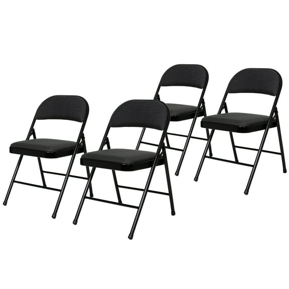 Hampden Furnishings Bernadine Collection Basics Fabric Folding Chair, Black, Pack of 4