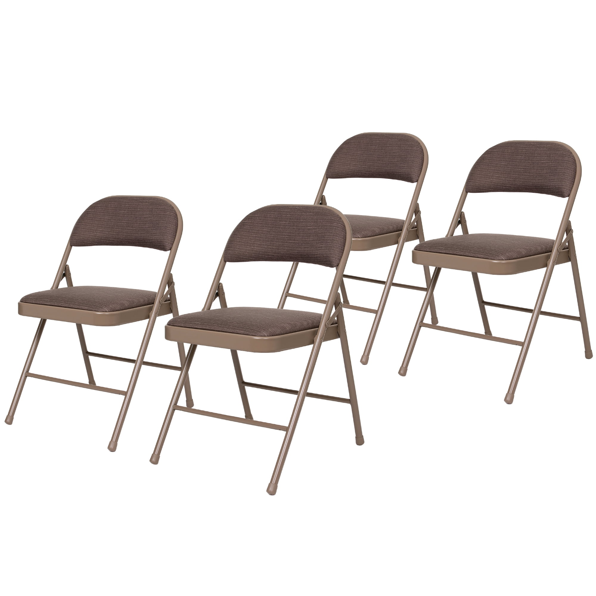 Hampden Furnishings Bernadine Collection Basics Fabric Folding Chair, Brown, Pack of 4