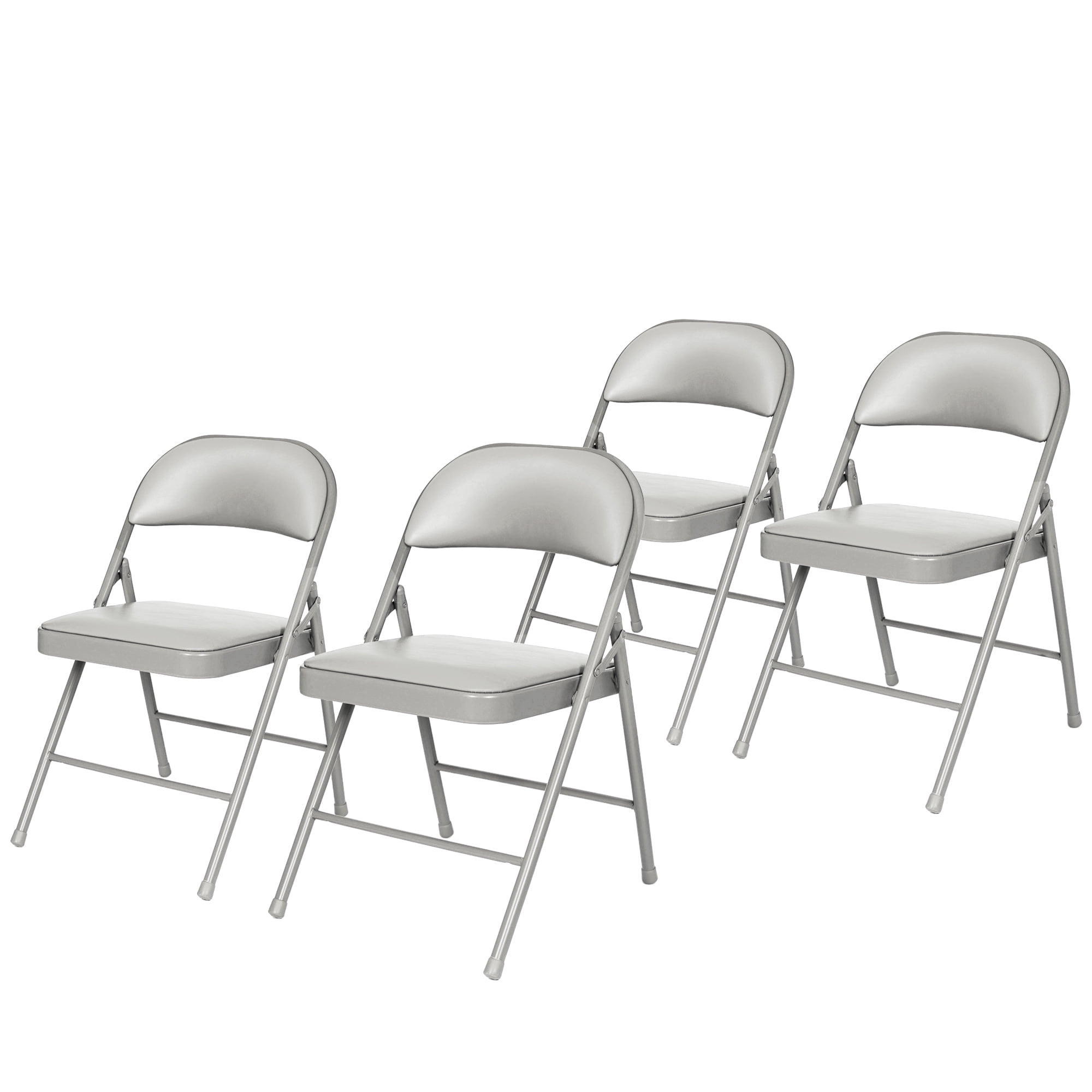 Hampden Furnishings Bernadine Collection Basics Vinyl Folding Chair, Grey, Pack of 4