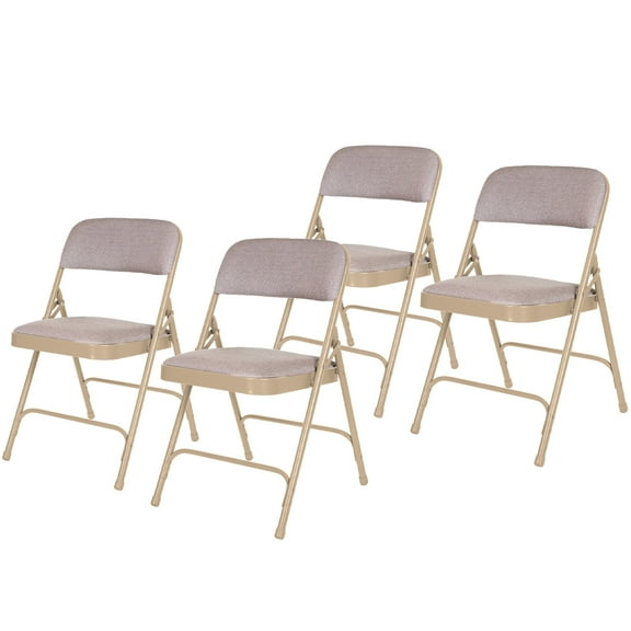Hampden Furnishings Bernadine Collection Fabric Padded Folding Chair, Beige, Pack of 4