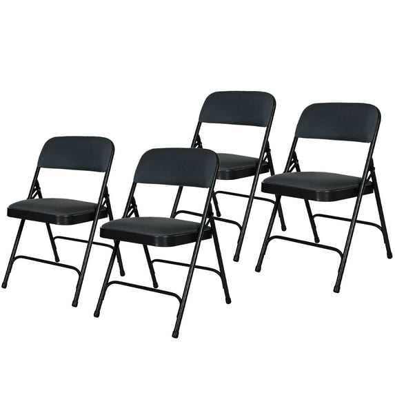 Hampden Furnishings Bernadine Collection Fabric Padded Folding Chair, Black, Pack of 4