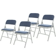 Hampden Furnishings Bernadine Collection Fabric Padded Folding Chair, Grey/Blue, Pack of 4