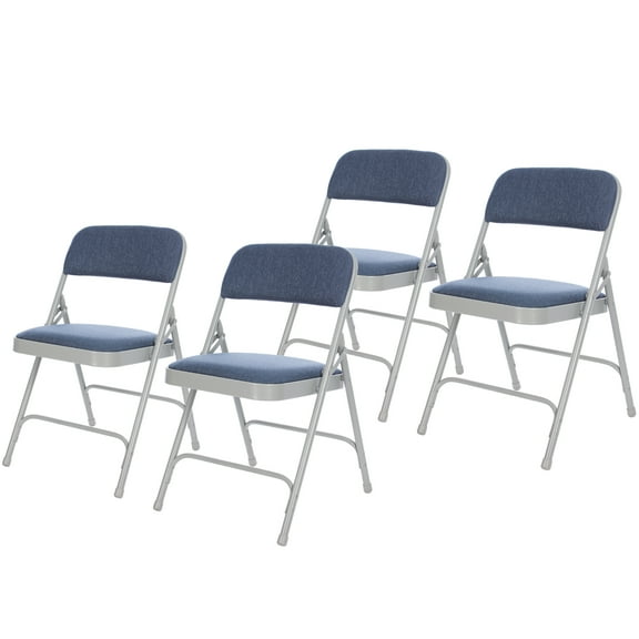 Hampden Furnishings Bernadine Collection Fabric Padded Folding Chair, Grey/Blue, Pack of 4
