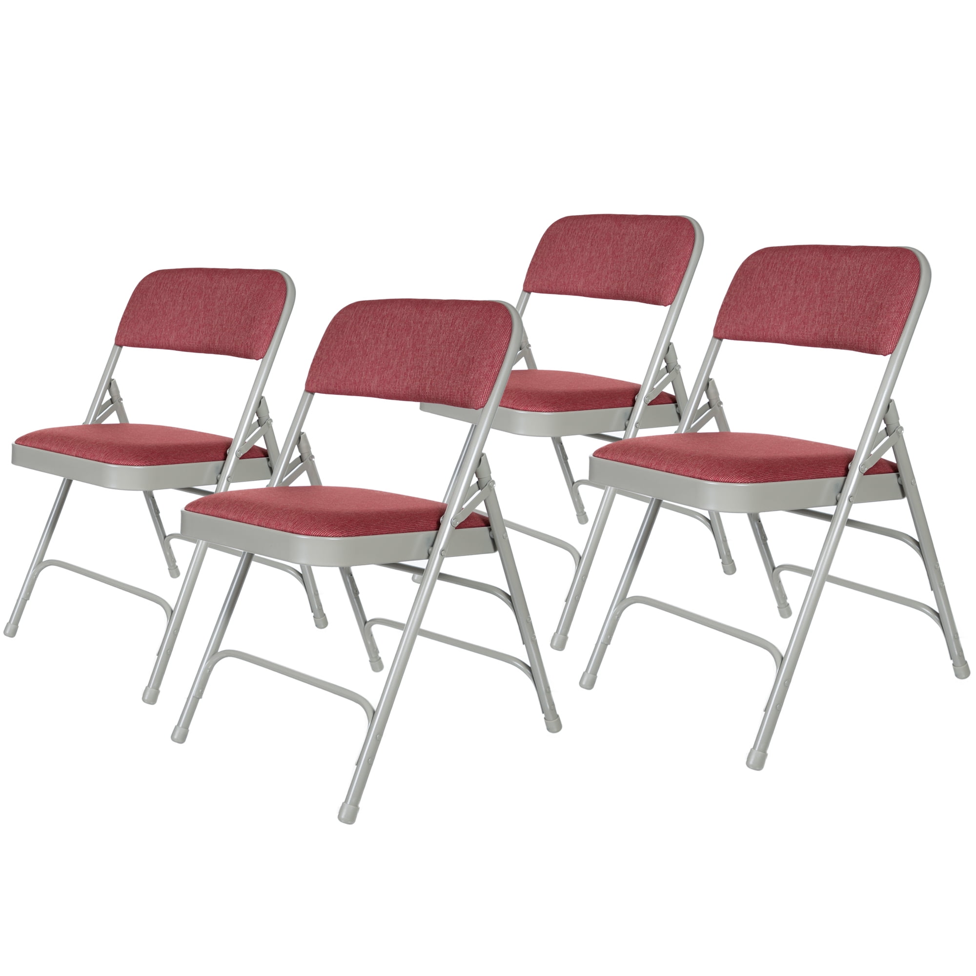 Hampden Furnishings Bernadine Collection Fabric Triple Brace Folding Chair, Burgundy, Pack of 4
