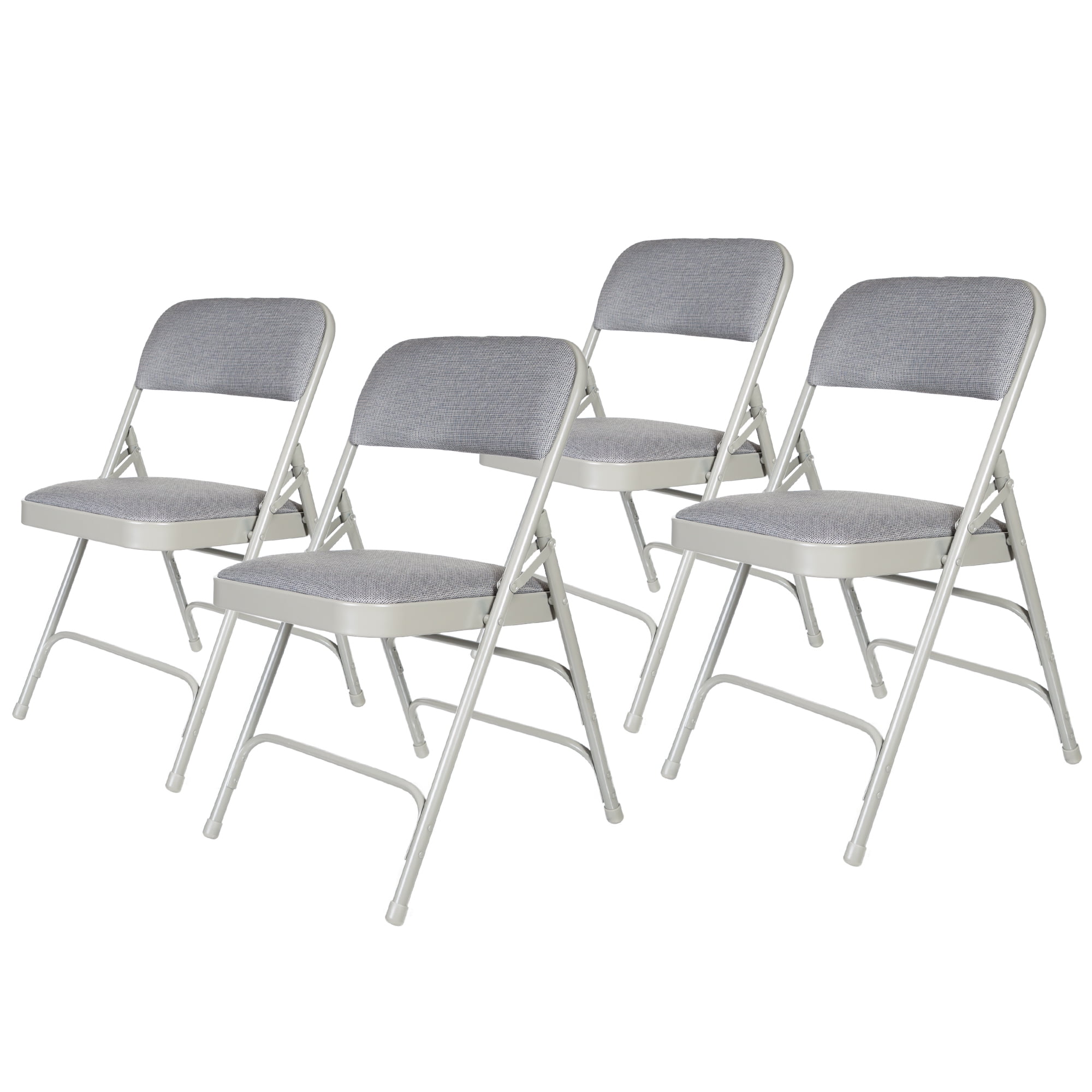 Hampden Furnishings Bernadine Collection Fabric Triple Brace Folding Chair, Grey, Pack of 4