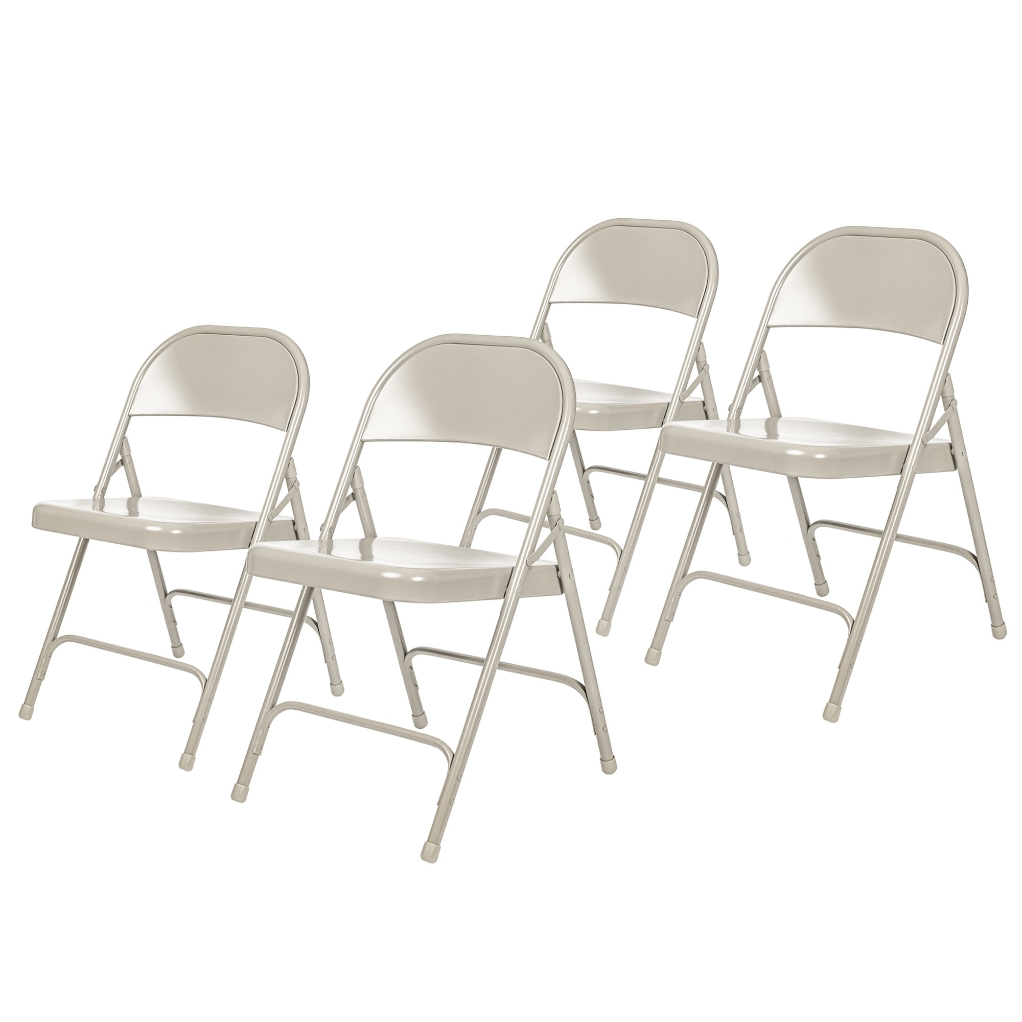 Hampden Furnishings Bernadine Collection Metal Round-Backed Folding Chair, Grey, Pack of 4