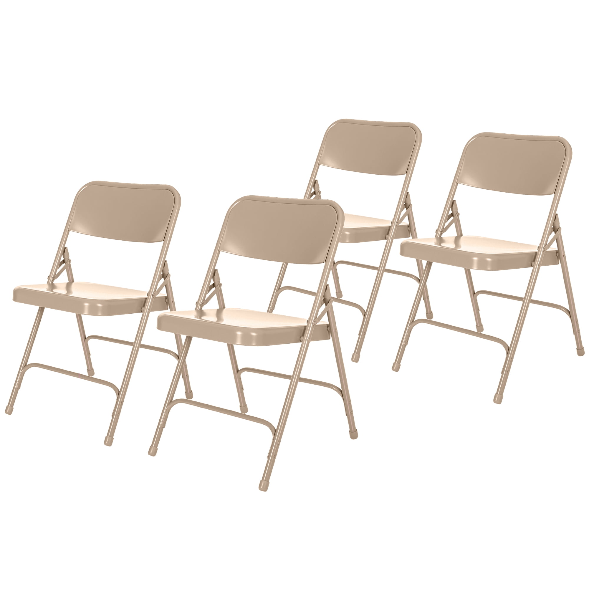 Hampden Furnishings Bernadine Collection Steel Double Hinge Folding Chair, Beige, 4 Pack