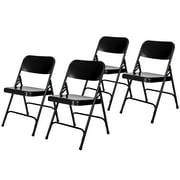 Hampden Furnishings Bernadine Collection Steel Double Hinge Folding Chair, Black, 4 Pack
