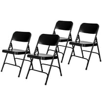 Hampden Furnishings Bernadine Collection Steel Double Hinge Folding Chair, Black, 4 Pack