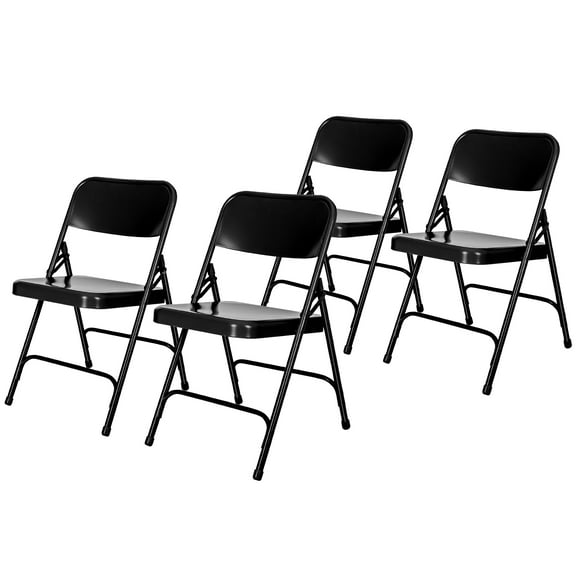 Hampden Furnishings Bernadine Collection Steel Double Hinge Folding Chair, Black, 4 Pack