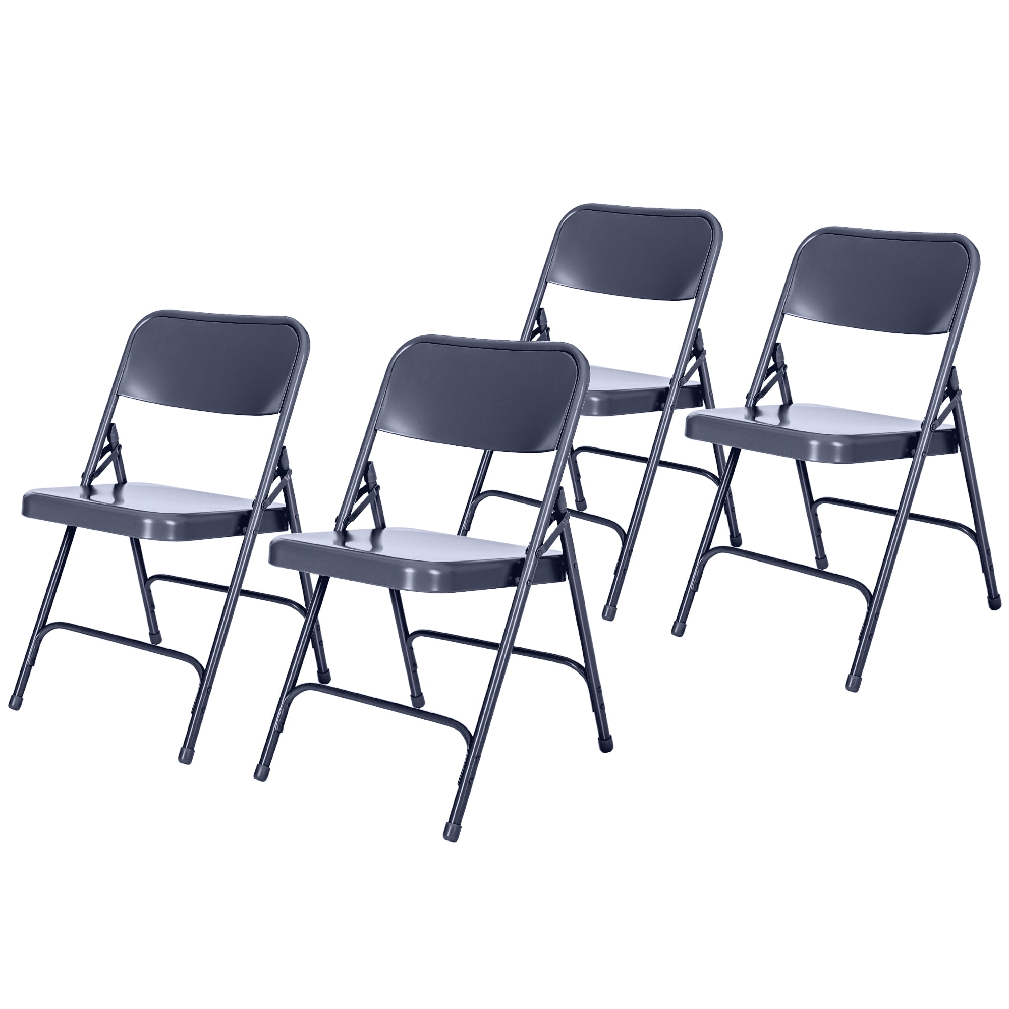 Hampden Furnishings Bernadine Collection Steel Double Hinge Folding Chair, Blue, Pack of 4