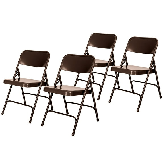 Hampden Furnishings Bernadine Collection Steel Double Hinge Folding Chair, Brown, 4 PACK
