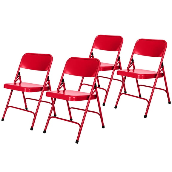 Hampden Furnishings Bernadine Collection Steel Double Hinge Folding Chair, Red, Pack of 4