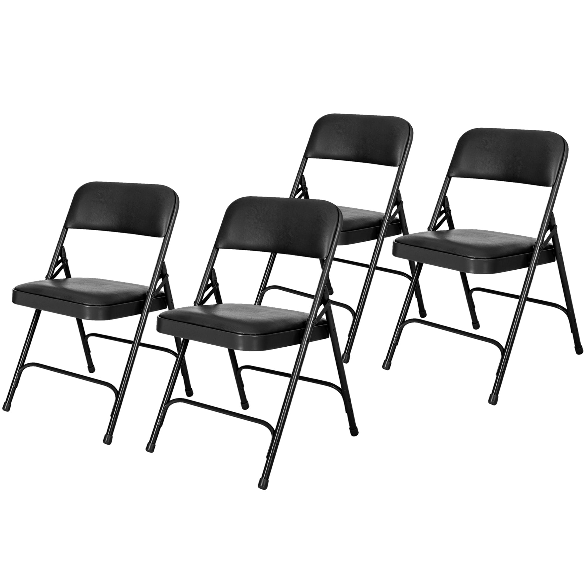 Hampden Furnishings Bernadine Collection Vinyl Folding Chair, Black, Pack of 4