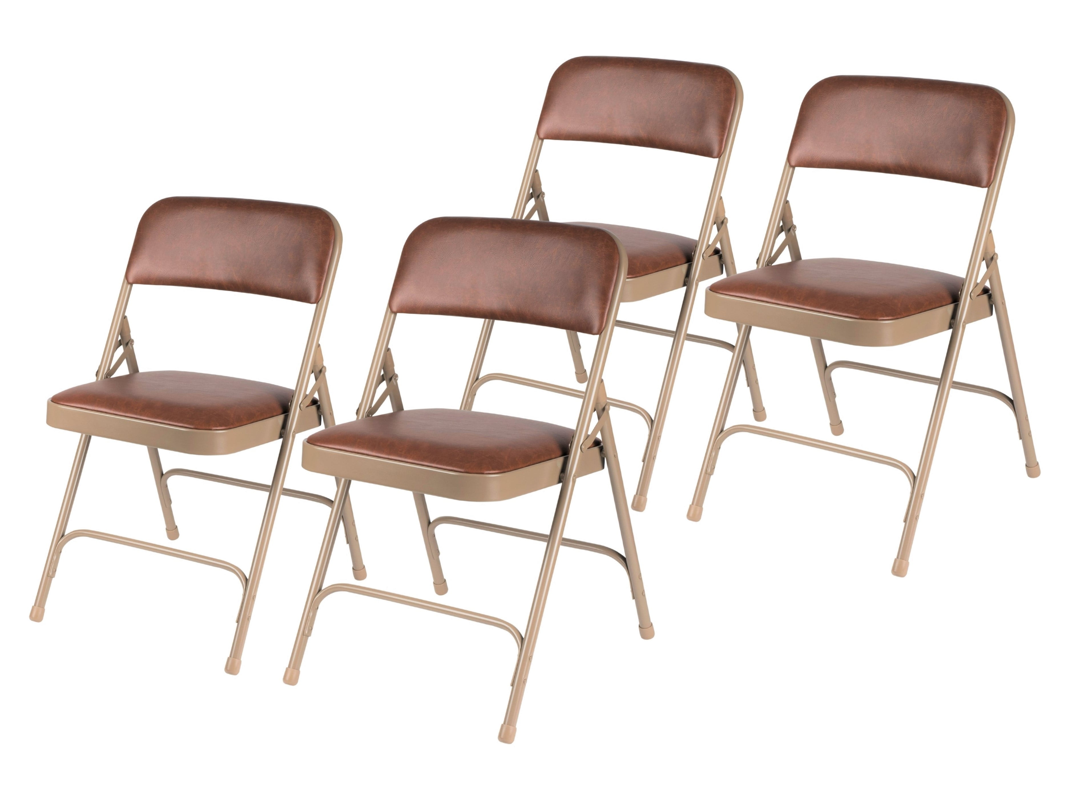 Hampden Furnishings Bernadine Collection Vinyl Folding Chair, Brown, Pack of 4
