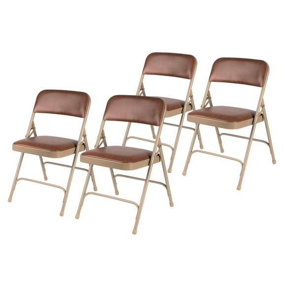 Hampden Furnishings Bernadine Collection Vinyl Folding Chair, Brown, Pack of 4