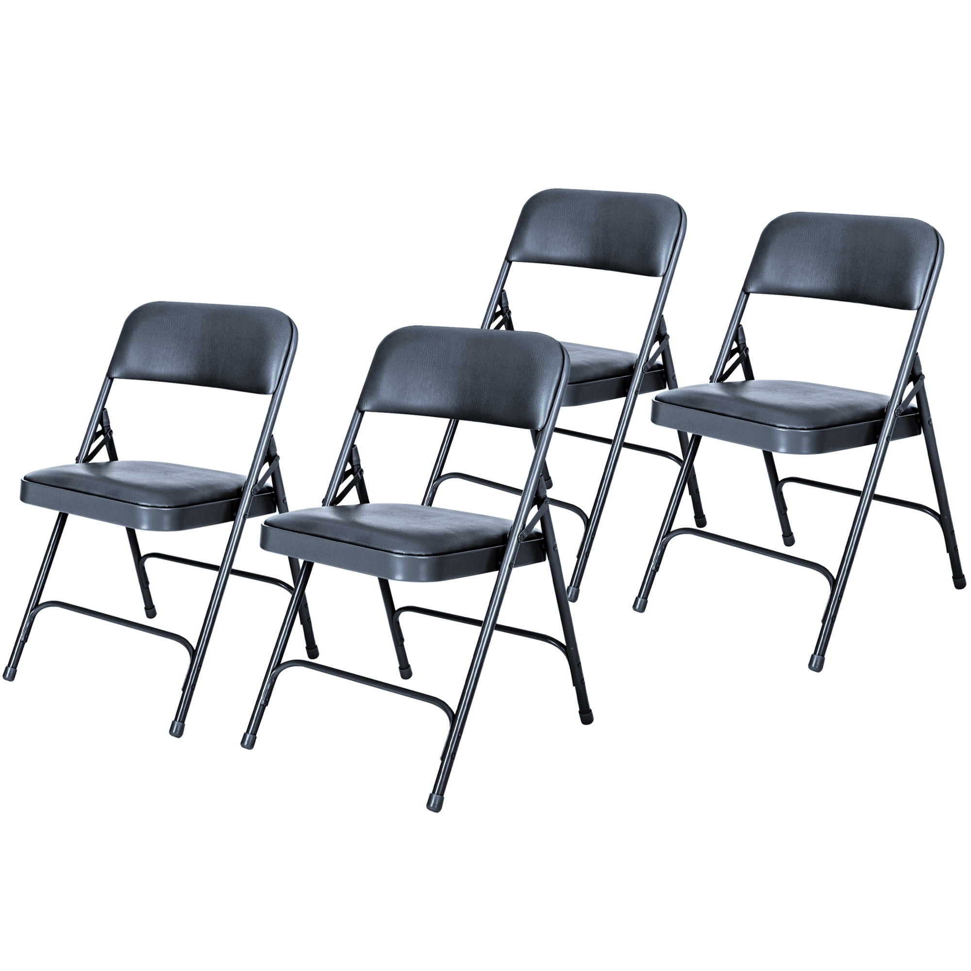 Hampden Furnishings Bernadine Collection Vinyl Folding Chair, Midnight Blue, Pack of 4