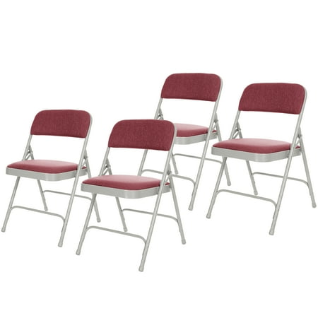 Hampden Furnishings Bernadine Fabric Padded / Steel Folding Chair, Grey/Burgundy, 4 Pk