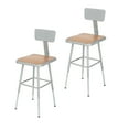 thumbnail image 1 of Hampden Furnishings Clint 19-27" Adjustable Steel Science Stool with Backrest, Grey, 2 Pk, 1 of 8