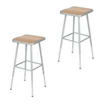 Hampden Furnishings Clint 25"-33" Masonite/Steel Square Science Stool, Grey, 2 Pack