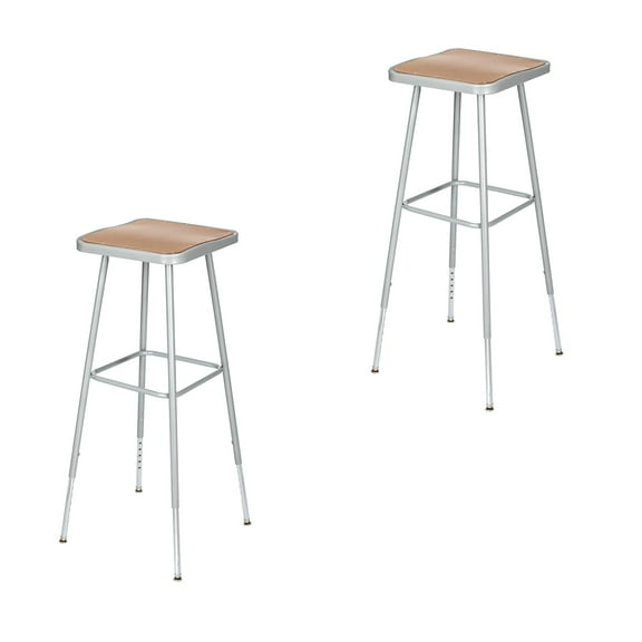 Hampden Furnishings Clint 32"-39" Adjustable Masonite/Steel Science Stool, Grey, 2 Pack