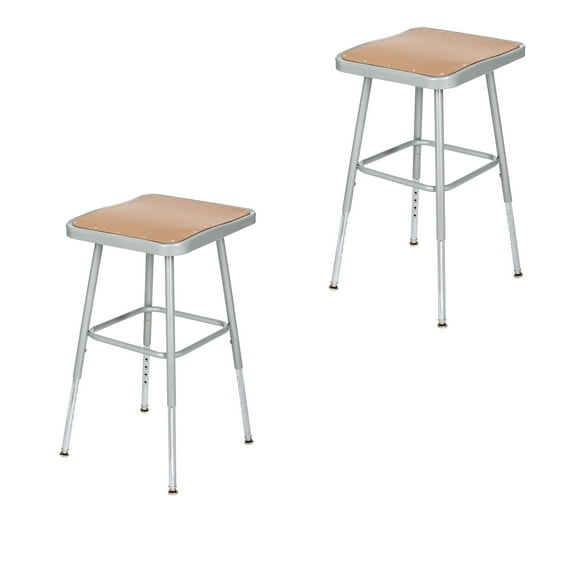 Hampden Furnishings Clint Stools,19"-27" Square Masonite/Steel Science Stool, Grey, 2 Pack