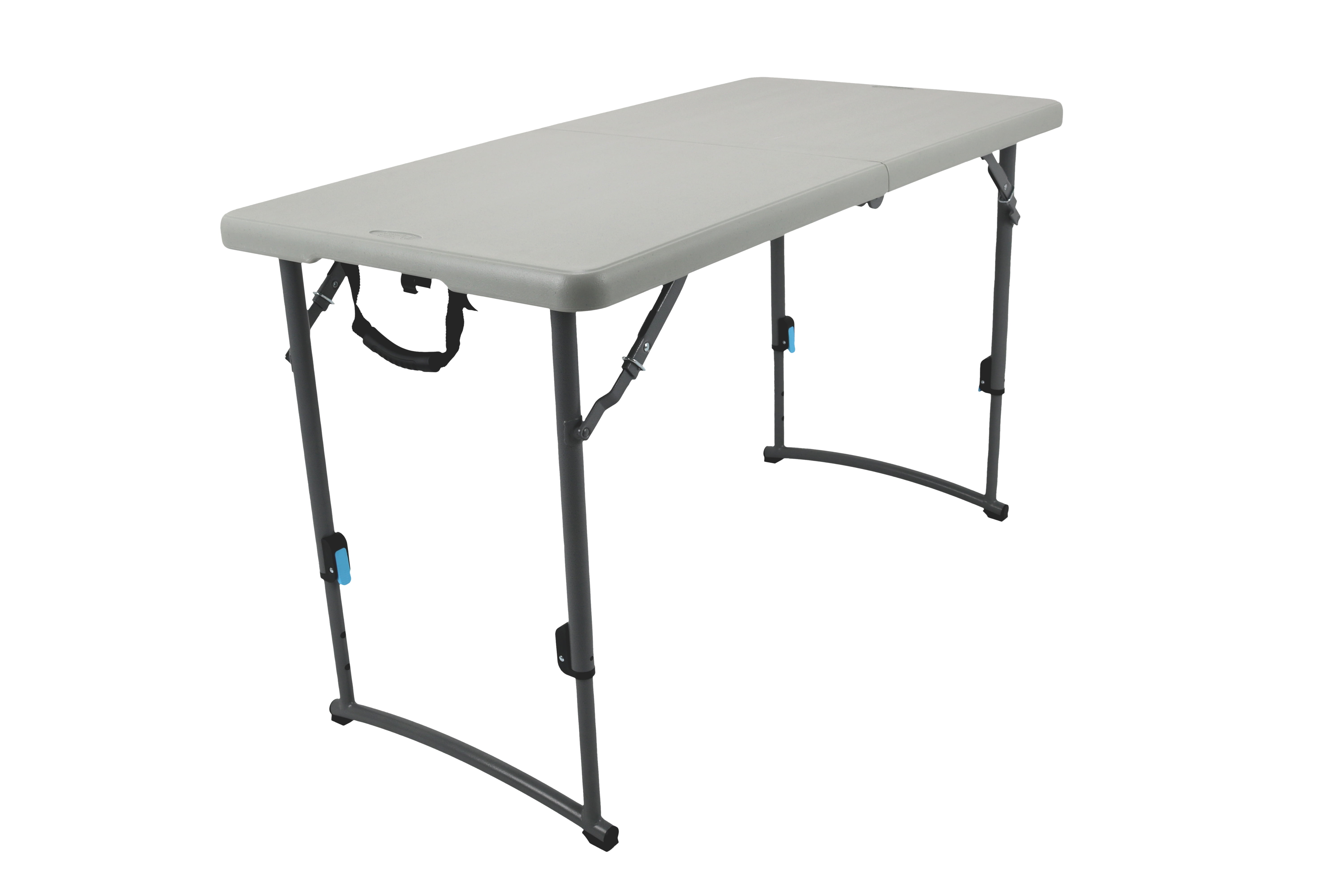 Hampden Furnishings Derek Collection 24"x48" Adjustable-Height Fold-in-Half Table, Indoor/Outdoor, 22"-35", Speckled Grey