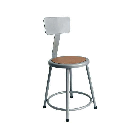 Hampden Furnishings Felix Collection 18-Inch Steel Stool with Backrest, Grey, AssemblyReady