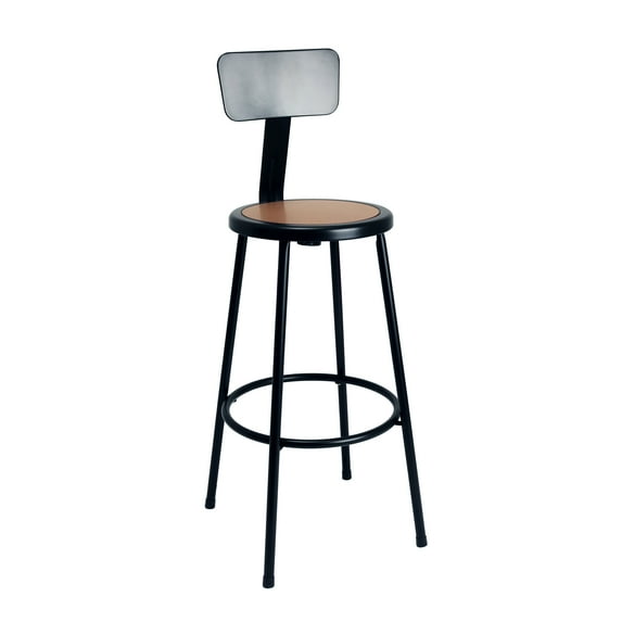 Hampden Furnishings Felix Collection 30-Inch Steel Stool with Backrest, Black, AssemblyReady