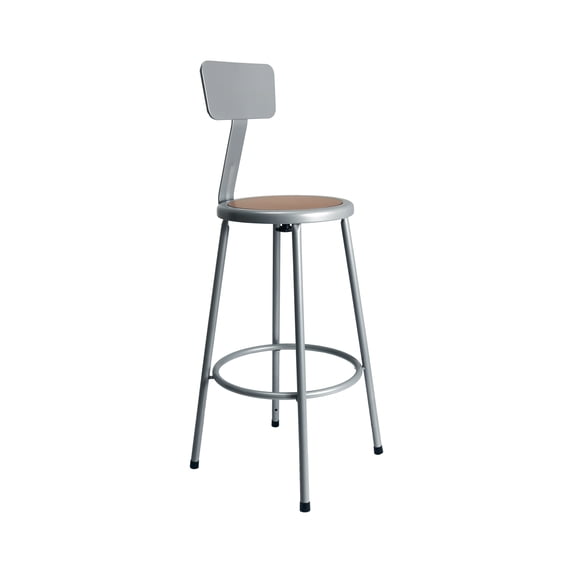 Hampden Furnishings Felix Collection 30-Inch Steel Stool with Backrest, Grey, AssemblyReady