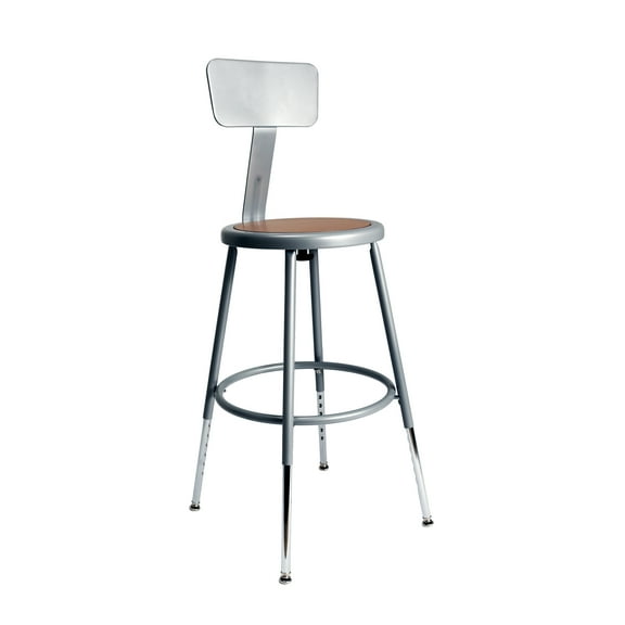 Hampden Furnishings Felix Collection Height Adjustable 19-27 Inch Steel Stool with Backrest, Grey, AssemblyReady