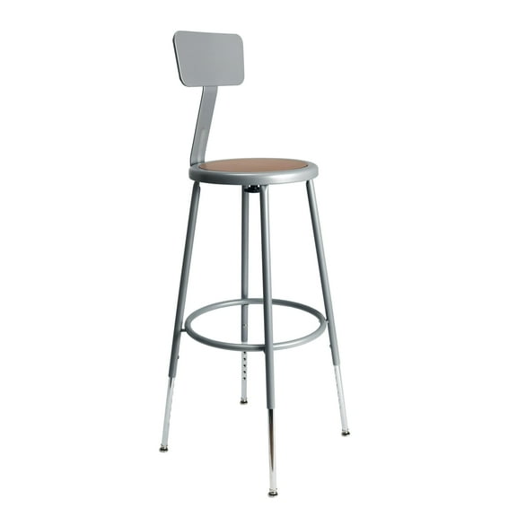Hampden Furnishings Felix Collection Height Adjustable 25-33 Inch Steel Stool with Backrest, Grey, AssemblyReady