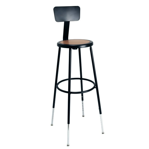 Hampden Furnishings Felix Collection Height Adjustable 32-39 Inch Steel Stool with Backrest, Black, AssemblyReady