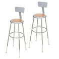 thumbnail image 1 of Hampden Furnishings Flynn 32"-39"H Adjustable Masonite/Steel Stool with Backrest, Grey, 2 PK, 1 of 8