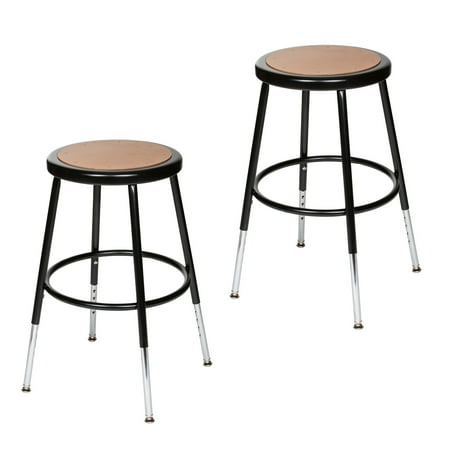 Hampden Furnishings Flynn Collection 19"-27" Adjustable  Masonite/Steel Stool, Black, 2 Pack