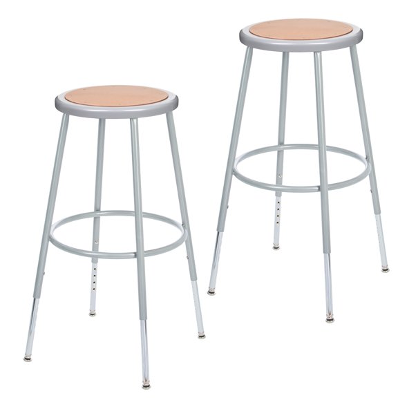 Hampden Furnishings Flynn Collection 25"-33" Height Adjustable Steel Stool, Grey, 2 Pack