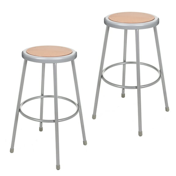 Hampden Furnishings Flynn Collection 30" Masonite/Steel Stool, Grey, Pack of 2