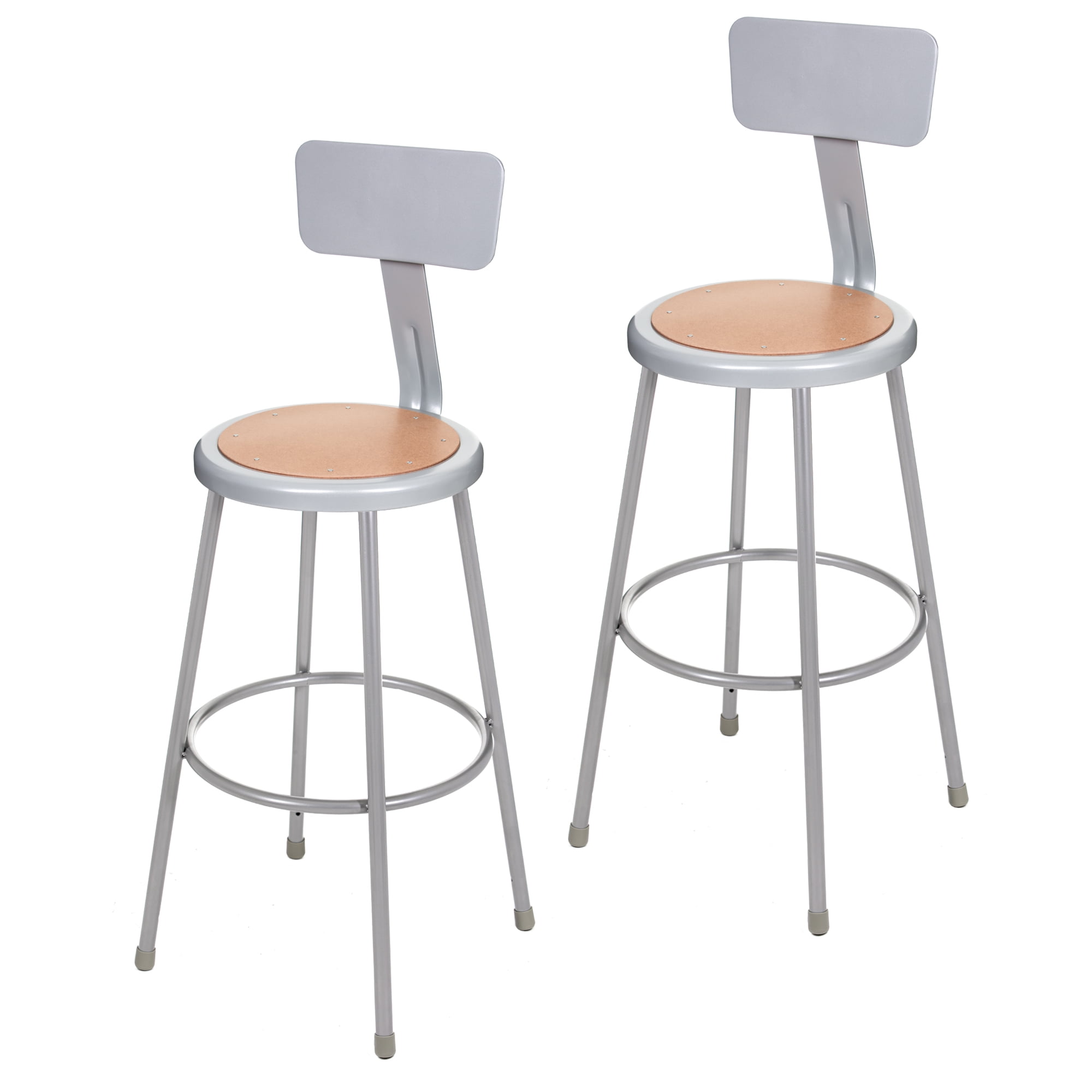 Hampden Furnishings Flynn Collection 30" Masonite/Steel Stool with Backrest, Grey, 2 Pack