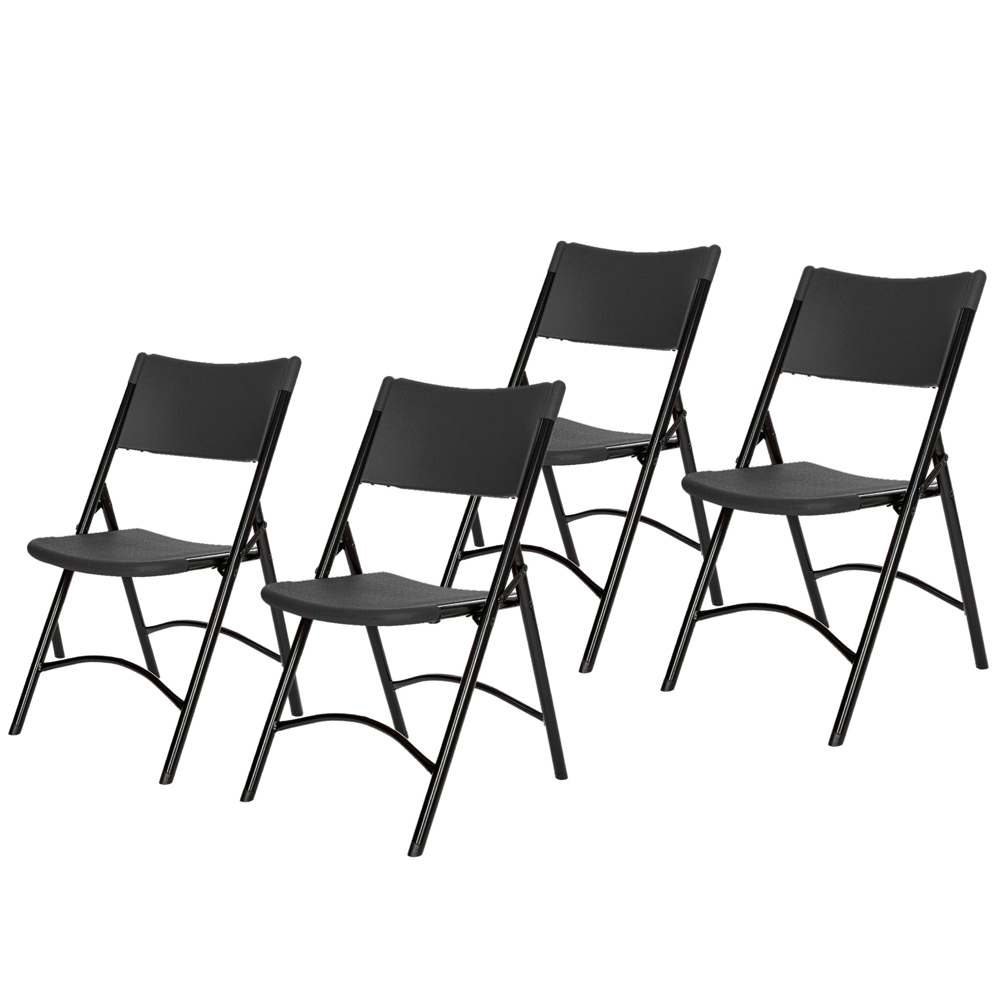 Hampden Furnishings Gwnyeth Collection Blow-Molded Plastic Folding Chair, Black, Pack of 4