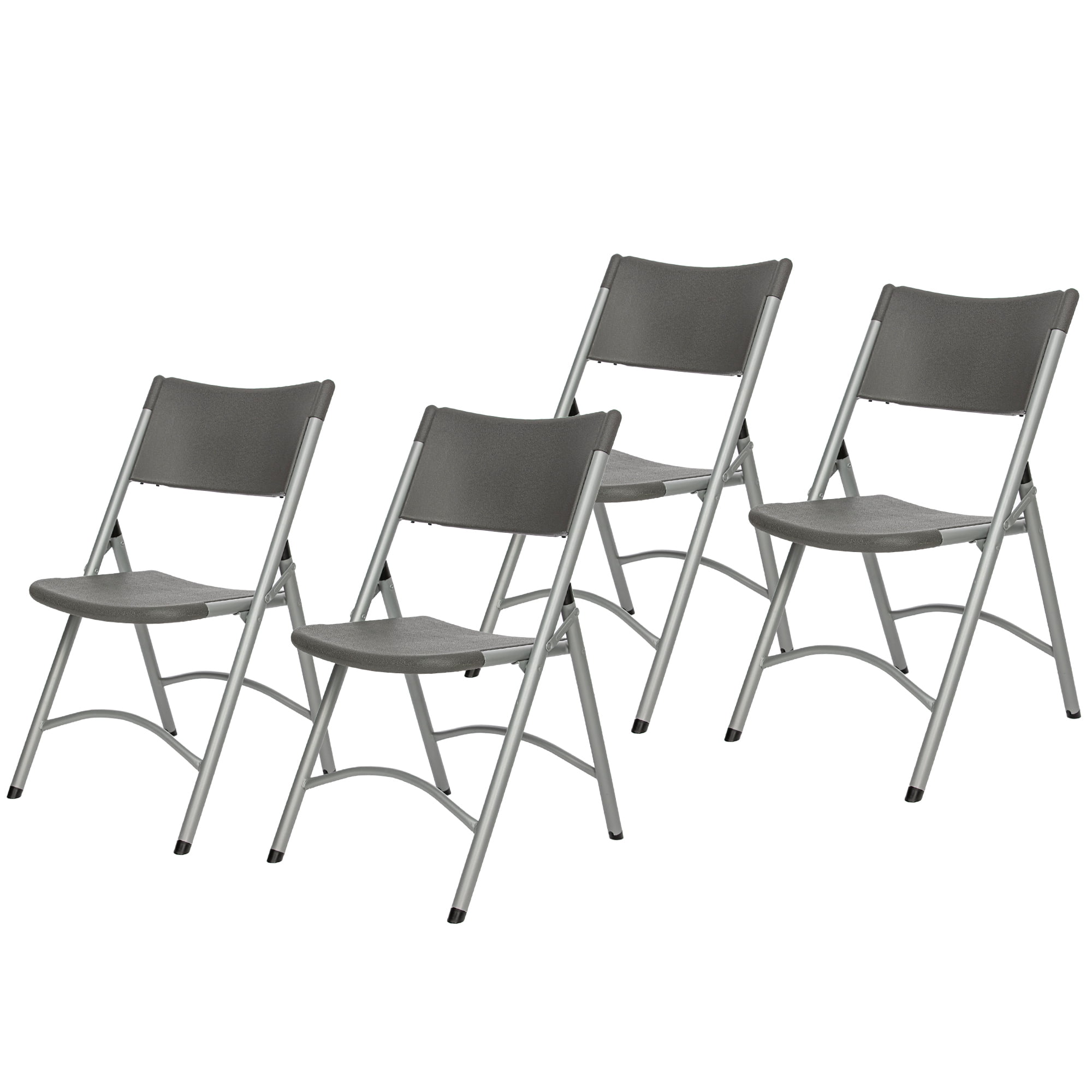 Hampden Furnishings Gwnyeth Collection Blow-Molded Plastic Folding Chair, Charcoal, Pack of 4
