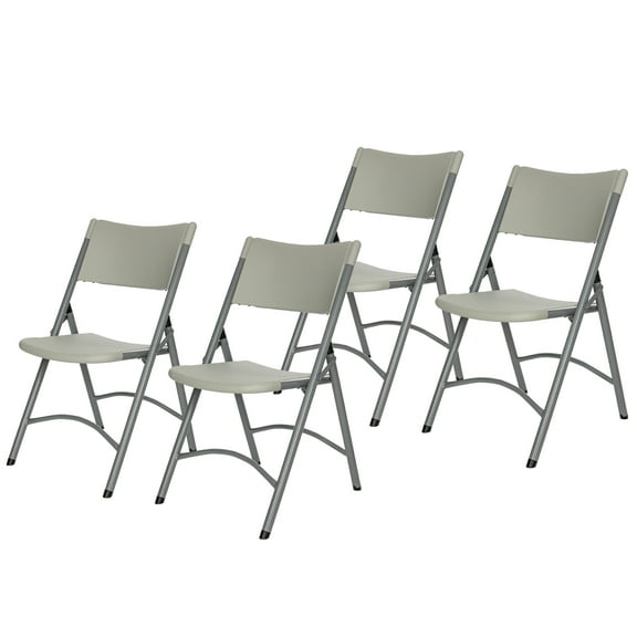 Hampden Furnishings Gwnyeth Collection Blow-Molded Plastic Folding Chair, Grey, Pack of 4