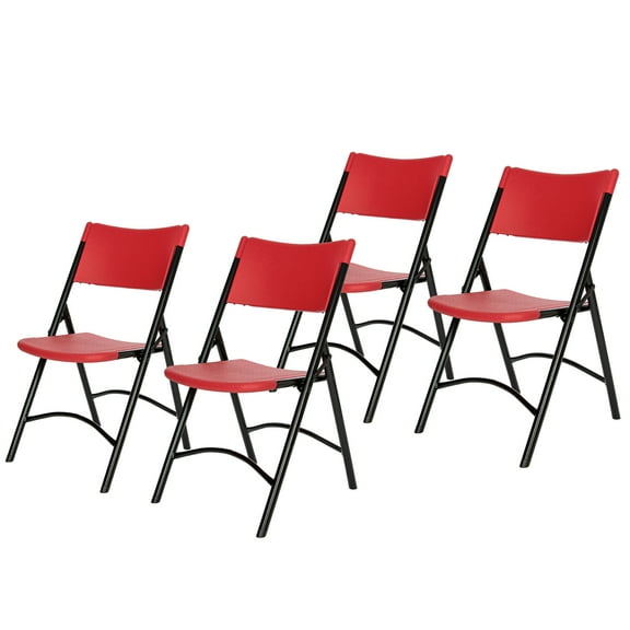 Hampden Furnishings Gwnyeth Collection Blow-Molded Plastic Folding Chair, Red, Pack of 4