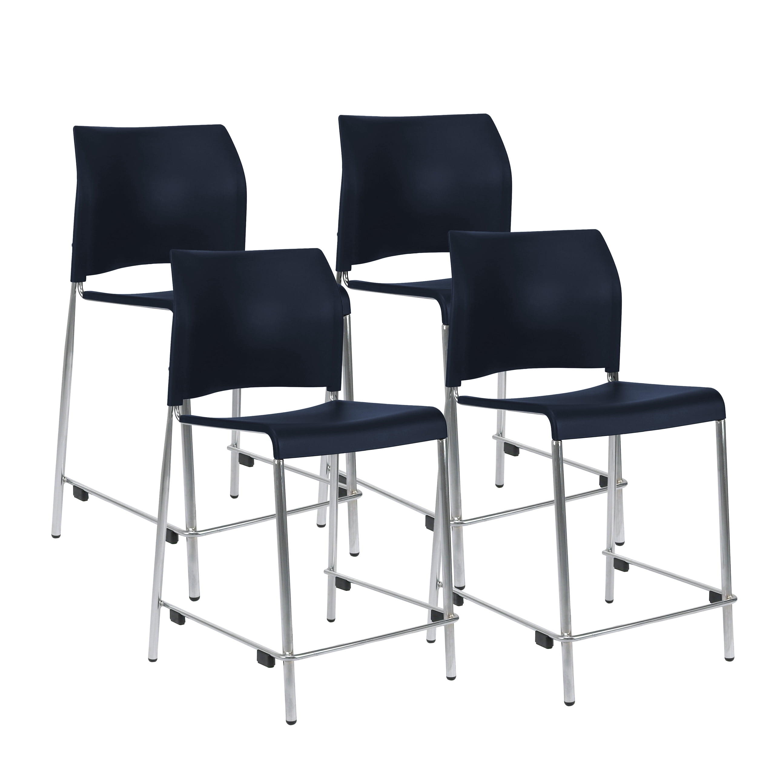 Hampden Furnishings Jody Blue Plastic Stackable Counter Stools, 24-Inch, Pack of 4