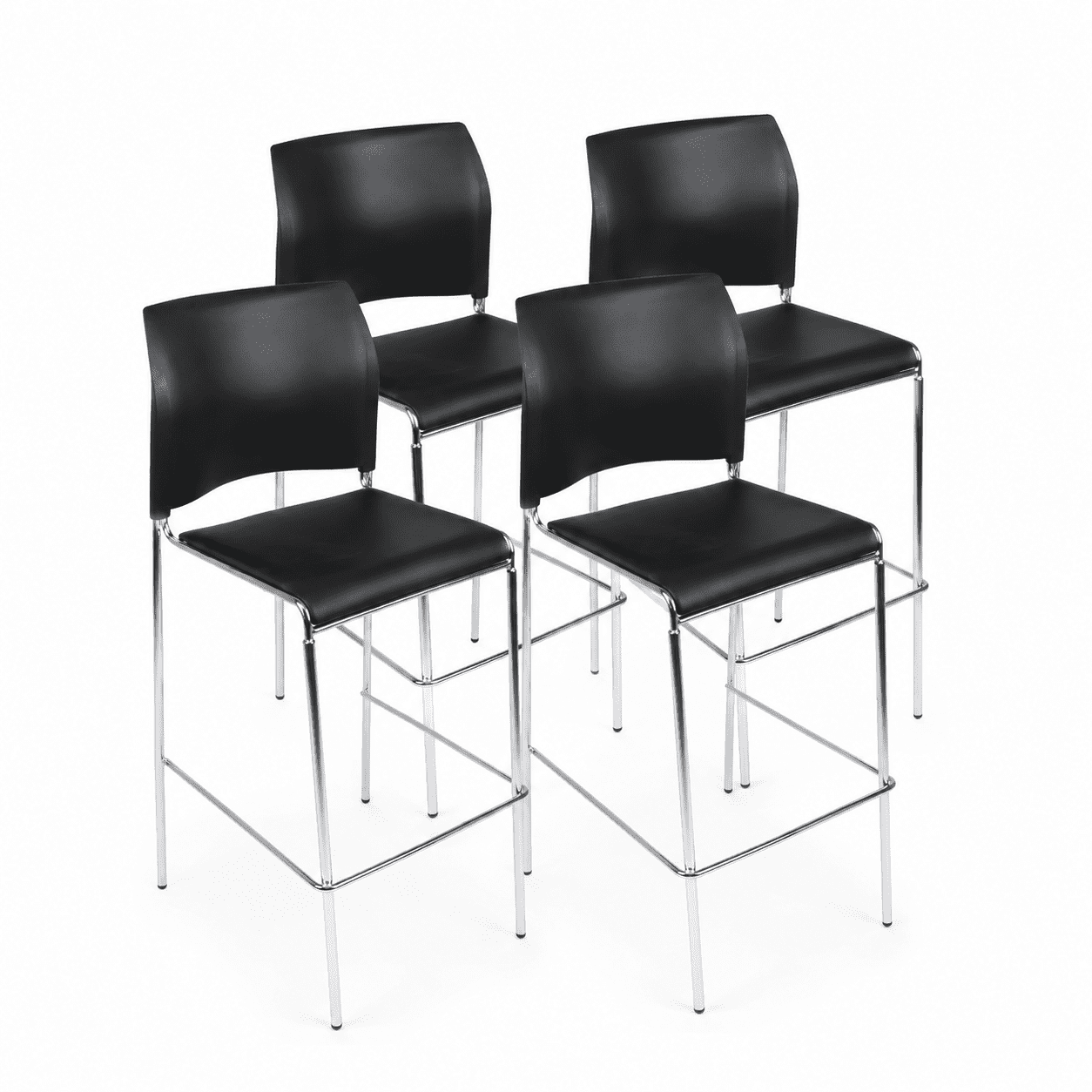 Hampden Furnishings Jody Collection 30-Inch Bar Height Vinyl Padded Stack Stools, Black, 4-Pack